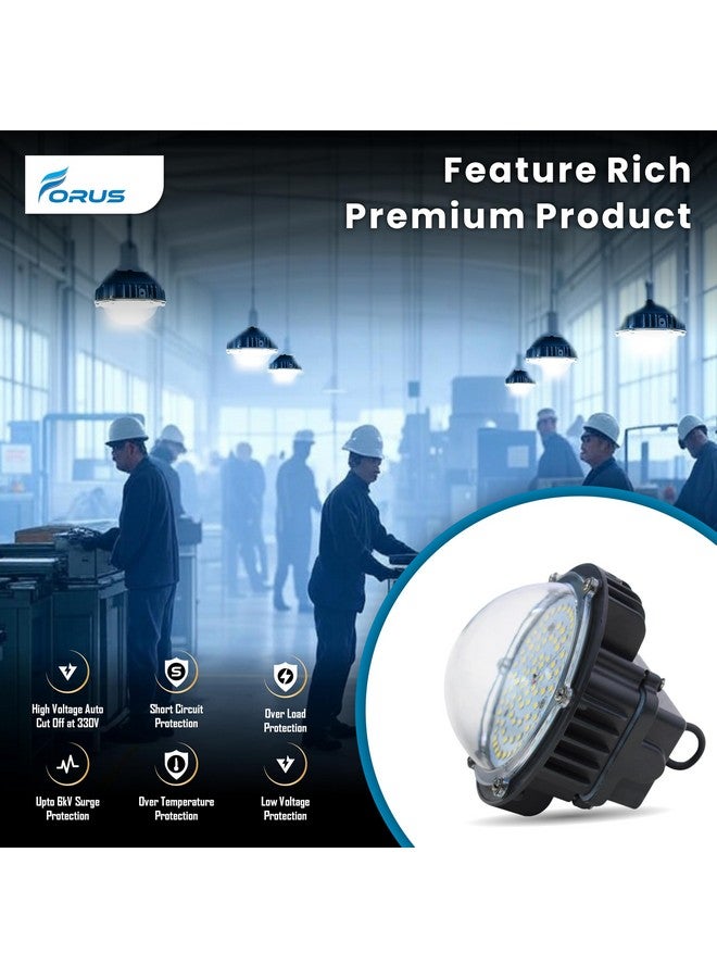 Forus 40W LED Well Glass Light (Warm White) - 5-Year Warranty | Industrial High Bay Hanging Light for Warehouses, Commercial Spaces, Factories, Sheds | Energy-Efficient Wellglass Shed Lights (1PC) - Image 2