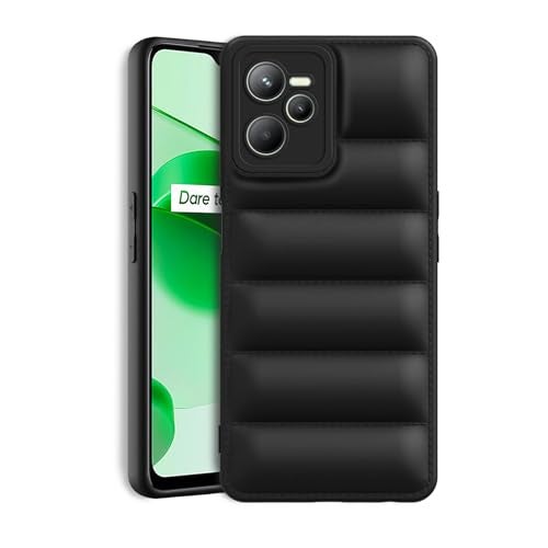 Plus Puffer Case Camera Protection Soft Back Cover for Realme C35 / Realme Narzo 50A Prime - Black - Image 1