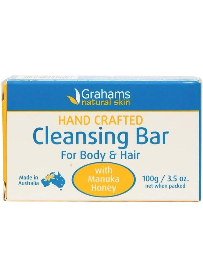 Grahams Natural Hand Crafted Cleansing Bar For Body & Hair | With Manuka Honey | To Nourish & Strengthen Hair | Cleanse & Hydrate Skin | 100 Grams  - Image 1