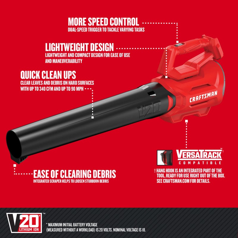 CRAFTSMAN CMCBL700B V20* Cordless Axial Leaf Blower (Tool Only) - Image 2