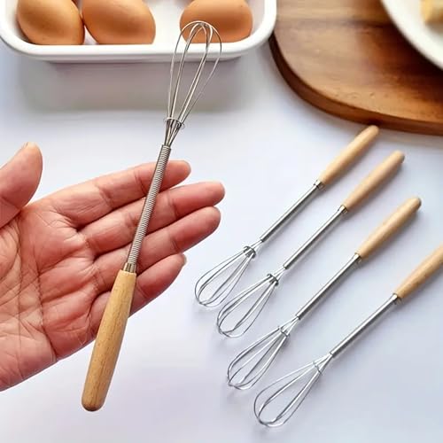 Zytiqt 2 Pieces, Whisks, Stainless Steel Mini Whisk Set for Kitchen, Silvery Small Whisker Mini for Baking, Mixing Cake Batter, Whip Cream, Matcha, and More, Ergonomic Beechwood Handle - Image 5