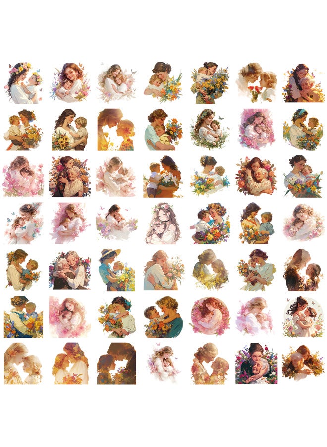 50 Mother's Day Flower Stickers Pet Material Decorative Luggage Notebook Skateboard Hand Account Waterproof Stickers