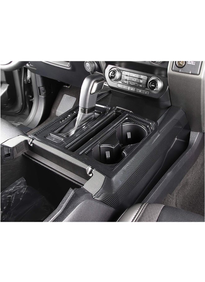 Keptrim For F150 Abs Carbon Fiber Center Console Gear Shift Cup Holder Trim For 2015 2016 2017 2018 2019 2020 Ford F150  2Pieces  - Image 2