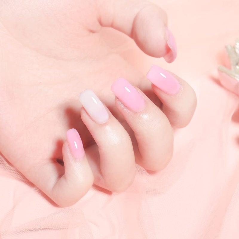 Artdone Sheer Gel Nail Polish Set Jelly UV Gel 6 Colors Translucent Milky White Pink Nude Brown Colors Nail Polish For All Seasons Neutral Soak off LED Lamp Gel Manicure Kit For Nail Art - Image 2