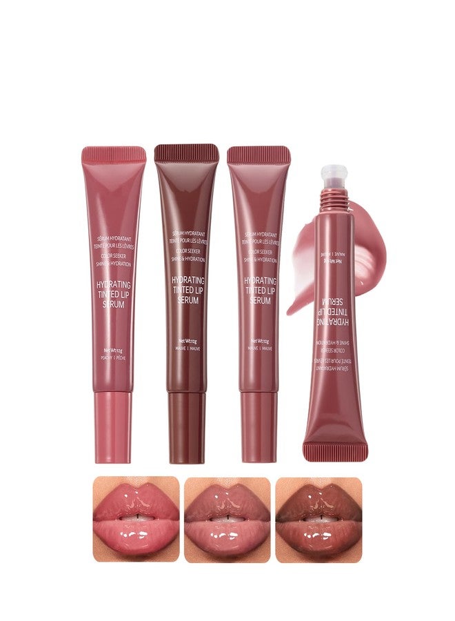 DENESTUP ملمع شفاه مرطب بثلاثة ألوان، لامع للغاية، يمنح الشفاه مظهرًا ممتلئًا، متوفر بألوان نيود، أحمر شفاه سائل جيلي للنساء - Image 1