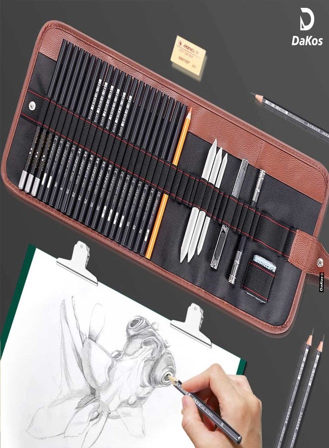 داكوس مجموعة أدوات الرسم الاحترافية من داكوس للفنانين، مجموعة أدوات الرسم للمبتدئين، مجموعة رسم كاملة للأطفال مع مبراة وممحاة وأقلام رصاص وحقيبة قماشية سهلة الحمل (42 قطعة) - Image 3