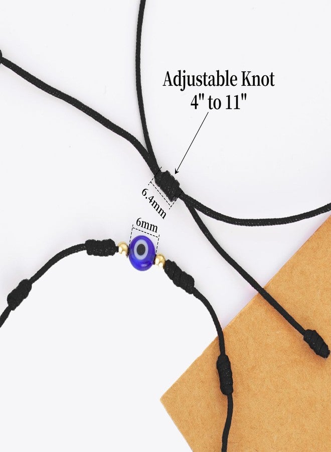 Poxtex مجموعة بوكستكس من 4 أساور عين الحسد ذات 7 عقد، راخي للأخ وزوجة الأخ، تميمة خيط أسود قابلة للتعديل للنساء والرجال مع خرزة ذهبية، سوار يد للحماية - Image 3