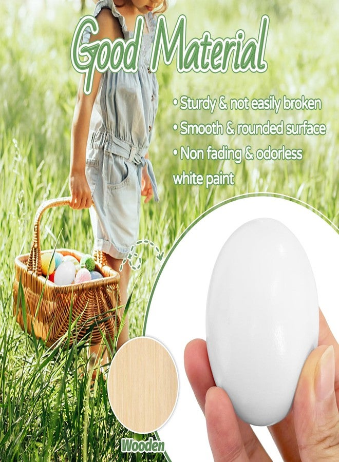 OJYUDD 24 Pcs White Wooden Fake Eggs for Adult DIY Crafts, Blank Wooden Eggs for Painting, Easter Home Décor, Farmhouse Display, Photography Props - Image 3