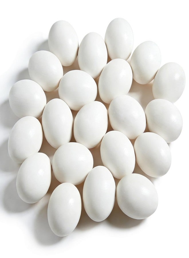 OJYUDD 24 Pcs White Wooden Fake Eggs for Adult DIY Crafts, Blank Wooden Eggs for Painting, Easter Home Décor, Farmhouse Display, Photography Props - Image 1