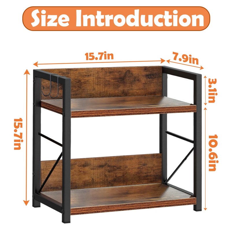 HomDSim 2 Tier Kitchen Counter Shelf Organizer, Coffee Bar Station Organizer, Space Saving Spice Rack, Countertop Shelf for Home Countertop Kitchen Office - Image 2