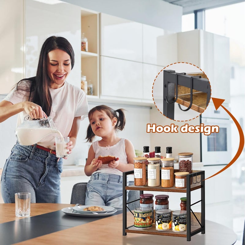 HomDSim 2 Tier Kitchen Counter Shelf Organizer, Coffee Bar Station Organizer, Space Saving Spice Rack, Countertop Shelf for Home Countertop Kitchen Office - Image 5