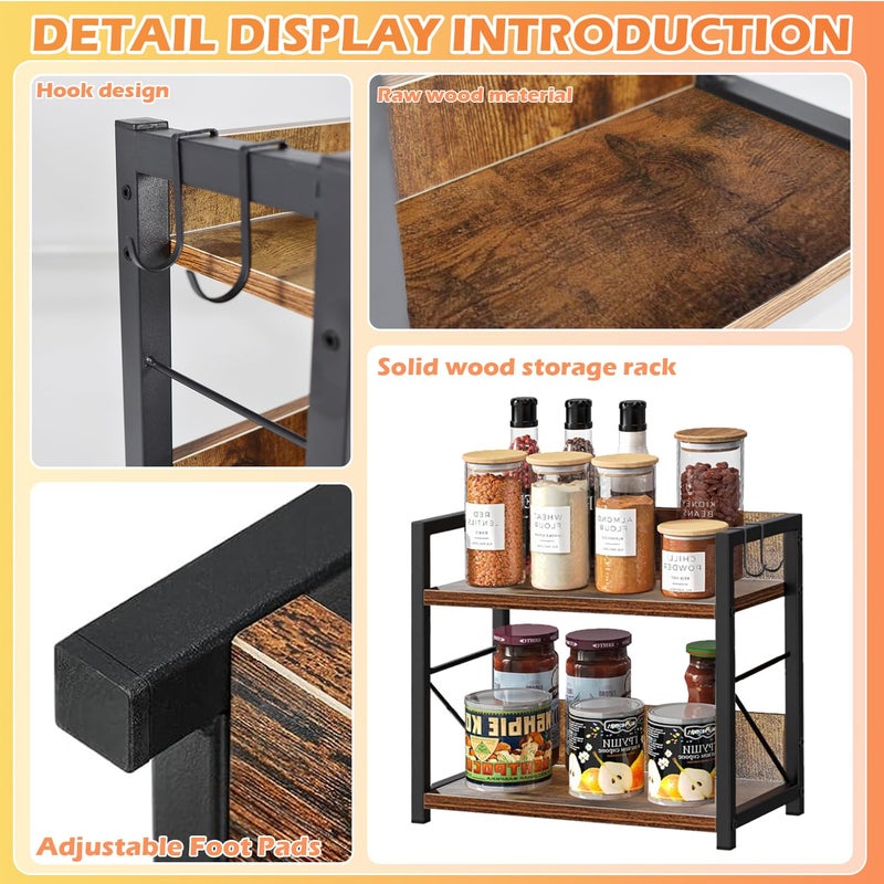 HomDSim 2 Tier Kitchen Counter Shelf Organizer, Coffee Bar Station Organizer, Space Saving Spice Rack, Countertop Shelf for Home Countertop Kitchen Office - Image 3
