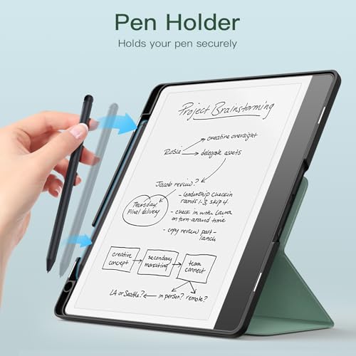 MoKo Stand Case for Kindle Scribe (2024/2022 Released) - Premium Leather Trifold Stand Cover with Pen Holder, Auto Sleep/Wake for 10.2" Amazon Kindle Scribe 2024/2022, Agave Green - Image 3