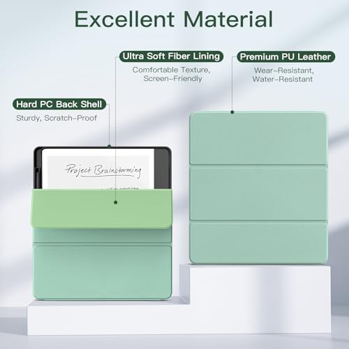 MoKo Stand Case for Kindle Scribe (2024/2022 Released) - Premium Leather Trifold Stand Cover with Pen Holder, Auto Sleep/Wake for 10.2" Amazon Kindle Scribe 2024/2022, Agave Green - Image 5