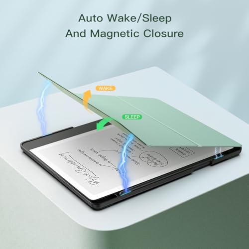 MoKo Stand Case for Kindle Scribe (2024/2022 Released) - Premium Leather Trifold Stand Cover with Pen Holder, Auto Sleep/Wake for 10.2" Amazon Kindle Scribe 2024/2022, Agave Green - Image 4