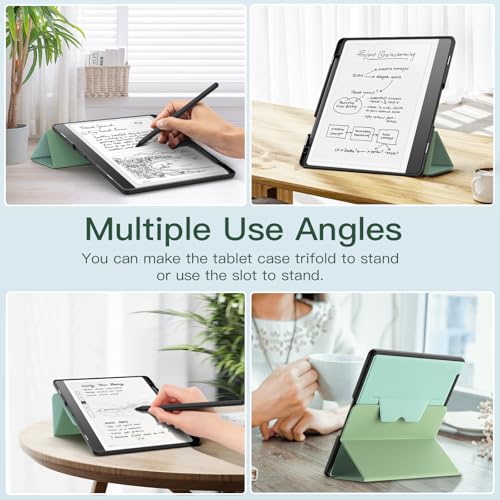 MoKo Stand Case for Kindle Scribe (2024/2022 Released) - Premium Leather Trifold Stand Cover with Pen Holder, Auto Sleep/Wake for 10.2" Amazon Kindle Scribe 2024/2022, Agave Green - Image 2