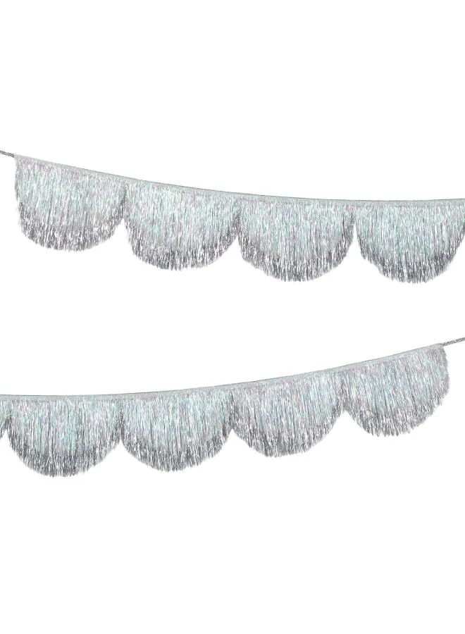 Silver Iridescent Tinsel Scallop Garland
