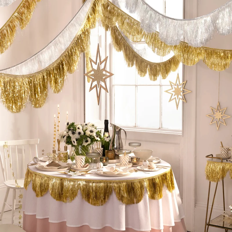 Meri Meri  Silver Iridescent Tinsel Scallop Garland  | Best Price UAE