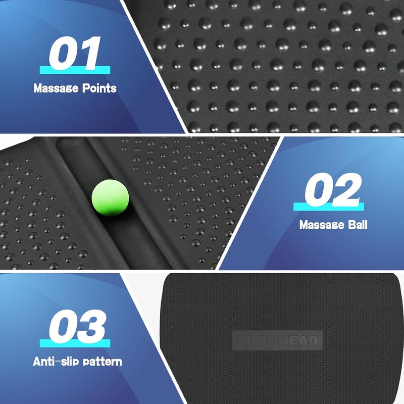 ergohead 1 inch Thick Anti Fatigue Kitchen Mat Standing Mat with Massage Ball, Non Slip Standing Desk Mat with Massage Point, Multi-Purpose Comfort Floor Mat for Feet, Office, Home (Black, 17"x28"x1") - Image 4