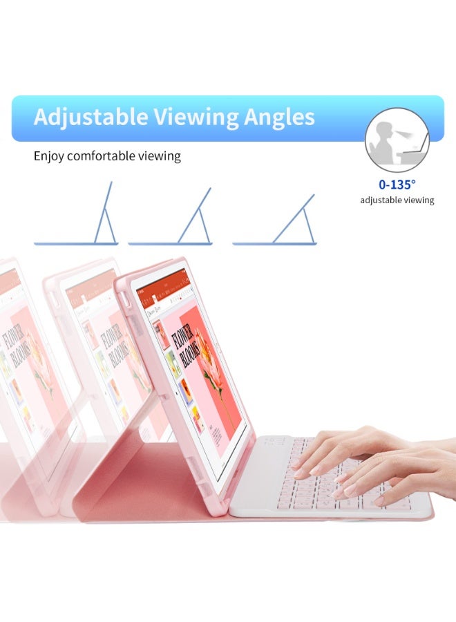 UCHUANG Keyboard Case for ipad 9th/8th/7th Gen 10.2"/iPad Air 3/iPad Pro 10.5", with Arabic Bluetooth Keyboard, Built in Pencil Holder, Detachable Keyboard Case - Pink - Image 5