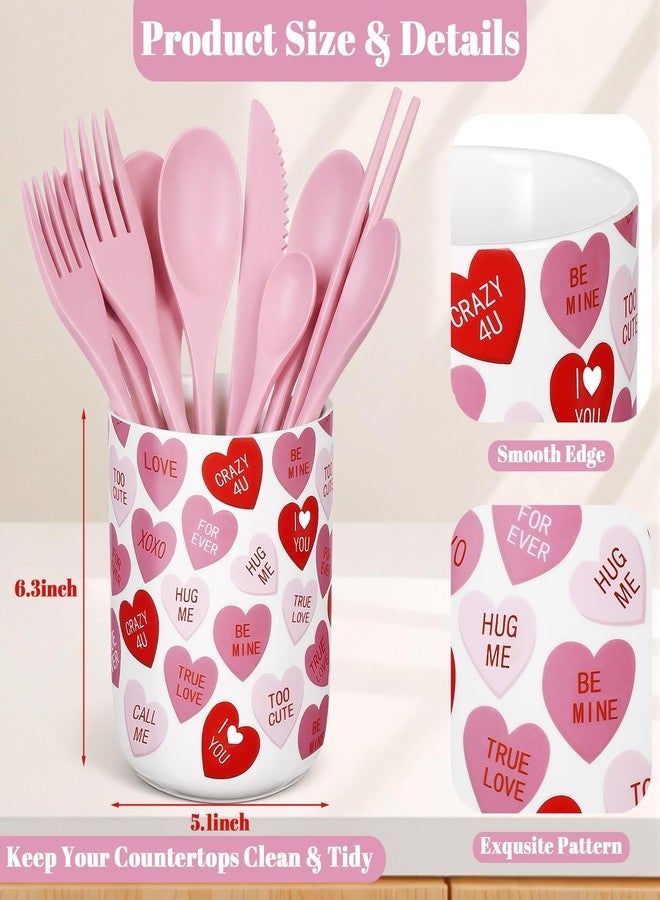 بوتشن حامل أدوات مطبخ سيراميكي من بوتشن، مناسب لعيد الحب وعيد الميلاد، مقاس 6.3 بوصة، منظم تخزين لسطح المطبخ، وعاء أدوات على شكل جرة مزين بكلمات حب، مثالي لتزيين طاولة الطعام في المطبخ أو في ذكرى الزواج أو الزفاف. - Image 2