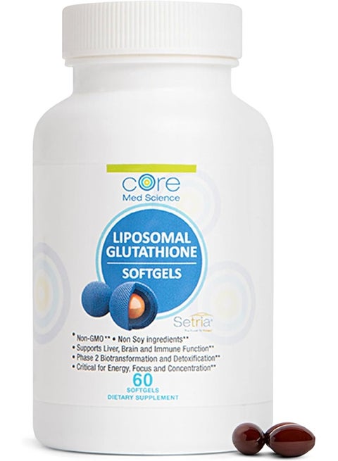 Core Med Science Core Med Science Liposomal Glutathione Soft Gels No-Taste  Pure Reduced 500mg Liver Detox, Brain Function | Best Price UAE