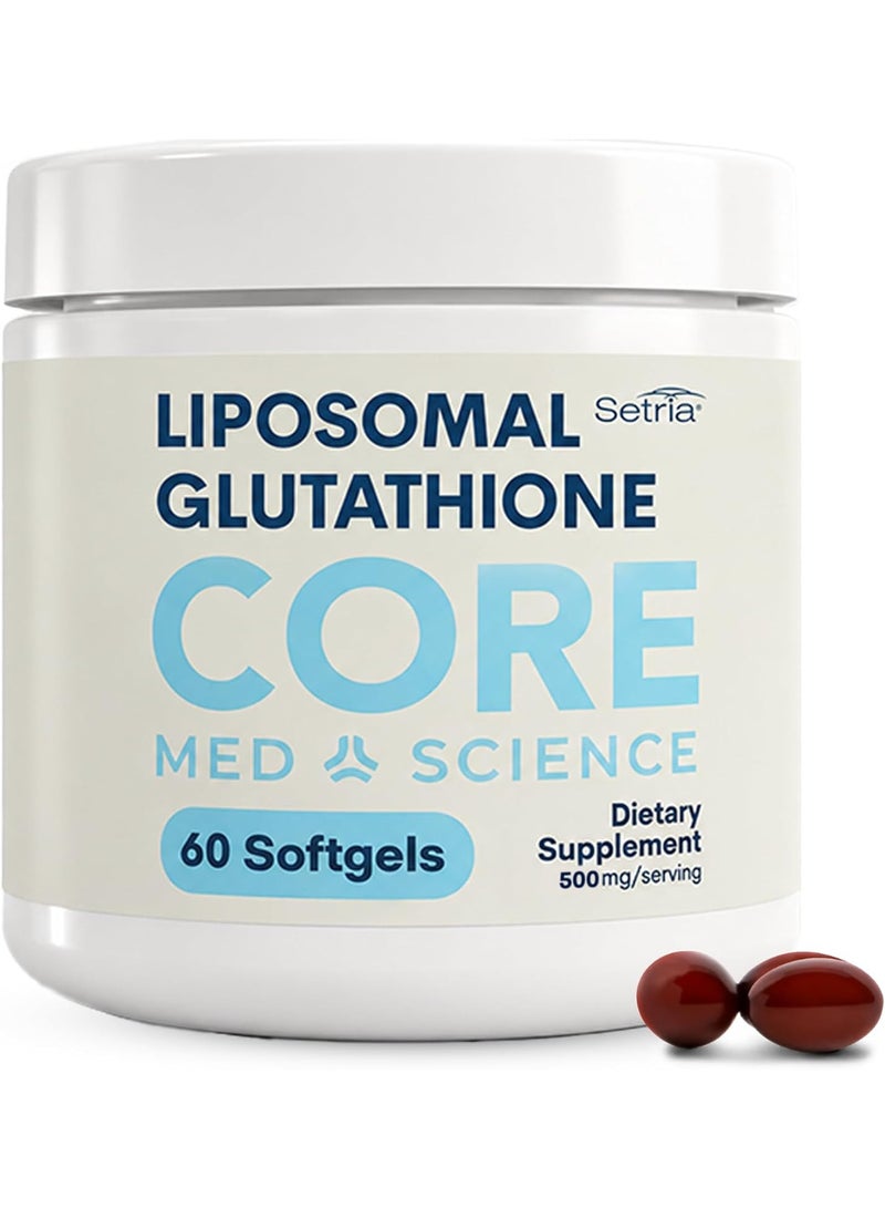 Core Med Science Liposomal Glutathione Soft Gels No-Taste Pure Reduced 500mg Liver Detox, Brain Function - Image 1