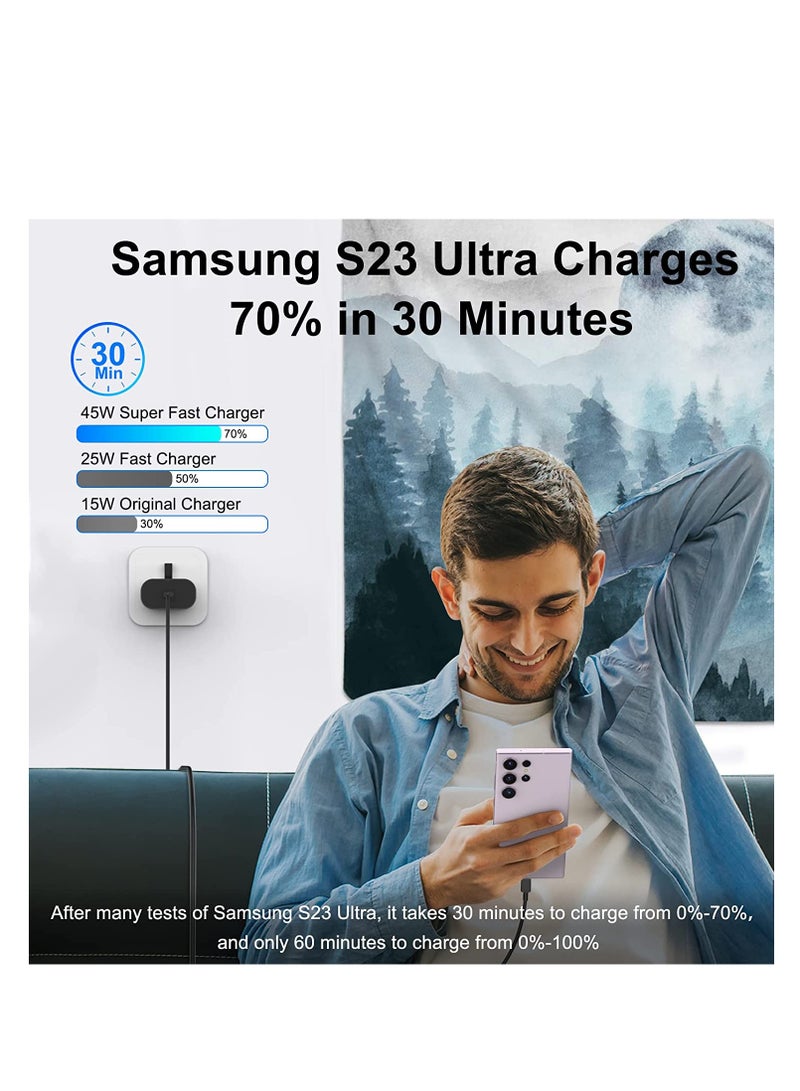 Beauenty 45W Super Fast Charger for Samsung S24 Ultra, S23 Ultra, S22 Ultra, S23+, S23, S22, S22+, S21, S21+, S20, A54, A55, A72, A73, Tab A8/A9/S10 Ultra/S8/S7/S9/S10 USB C Plug Charge and Type C to Type C - Image 2