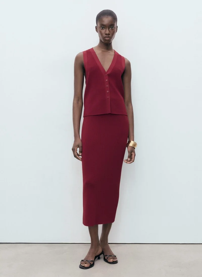 مانجو تنورة ميدي محبوكة بدقة