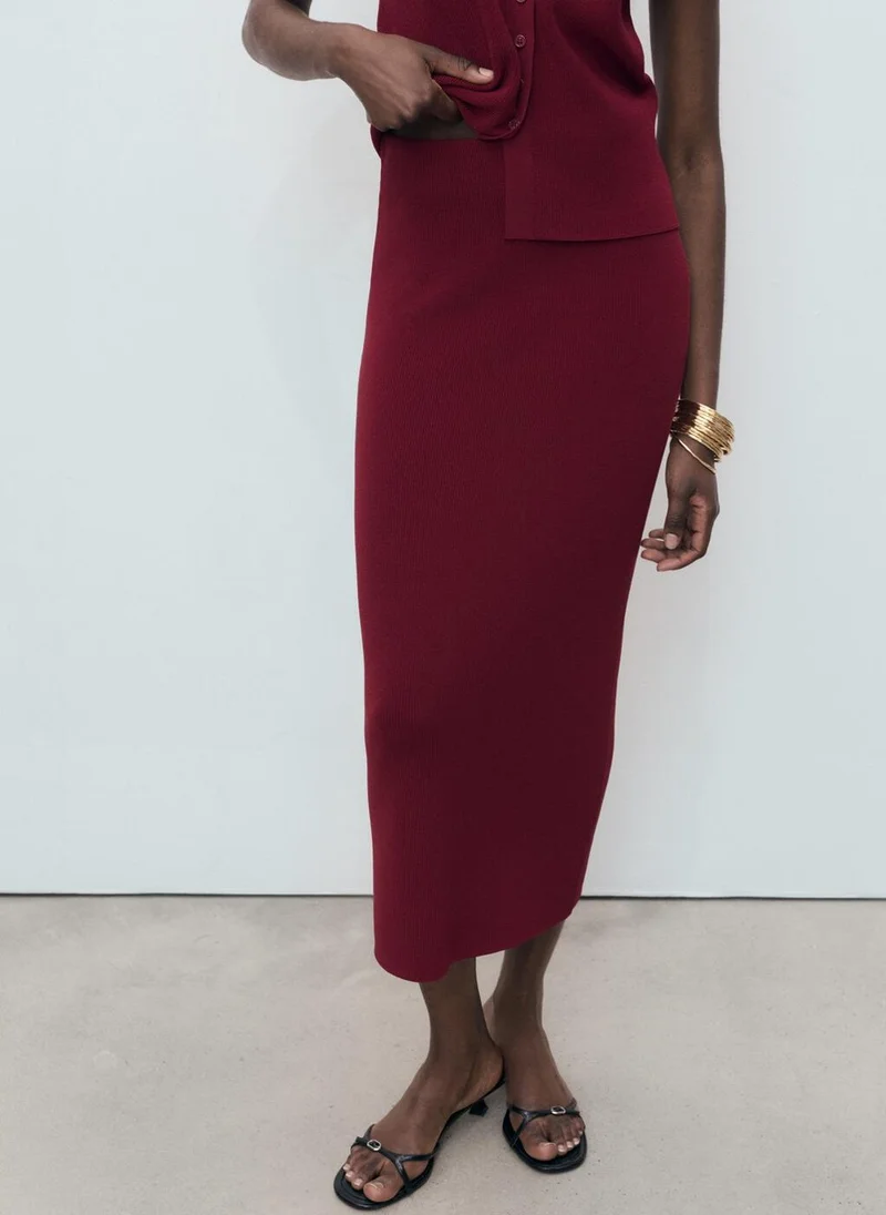 MANGO Fine knit midi skirt