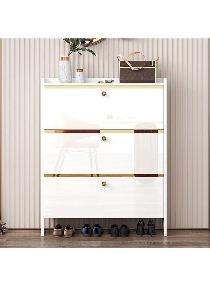 ZUCNG Shoe Storage Cabinet Free Standing Narrow Shoe Rack Cabinet with 3 Flip Drawer, Slim Hidden Shoe Cabinet Entryway Shoe Organizer for Closet, Dorm, Hallway, Small Spaces (White) - Image 1