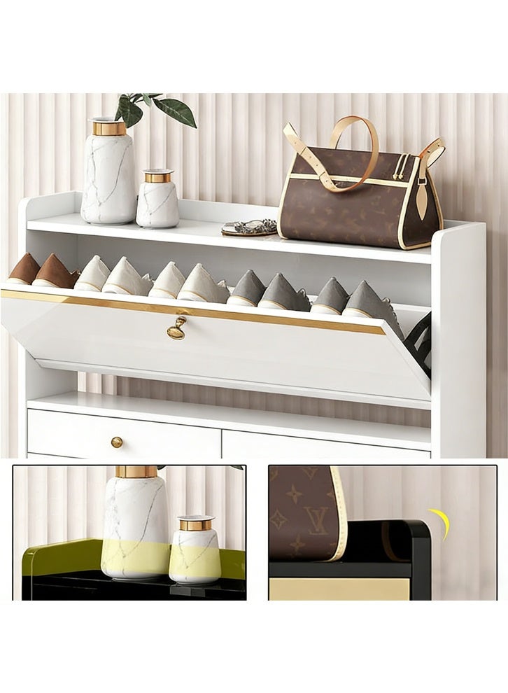 ZUCNG Shoe Storage Cabinet Free Standing Narrow Shoe Rack Cabinet with 3 Flip Drawer, Slim Hidden Shoe Cabinet Entryway Shoe Organizer for Closet, Dorm, Hallway, Small Spaces (White) - Image 2