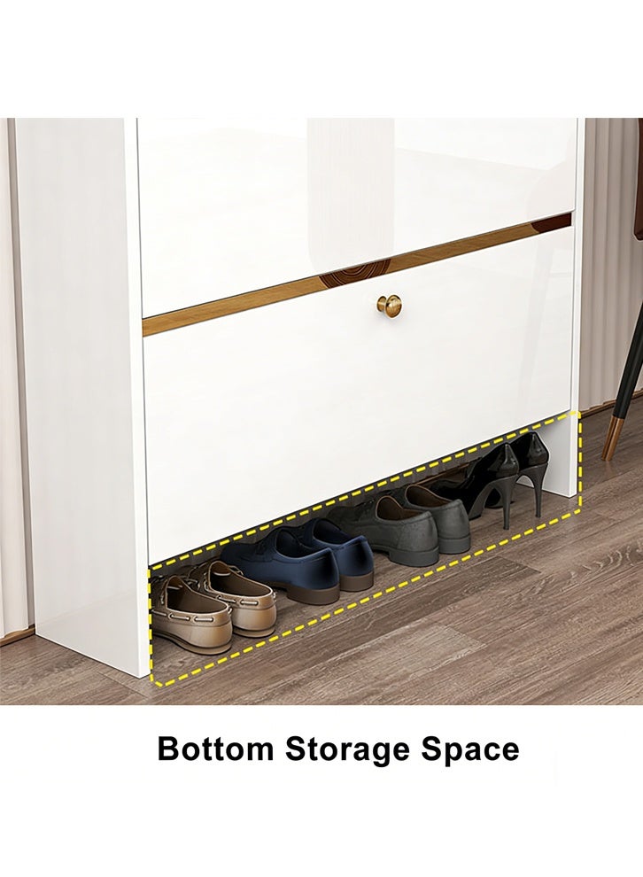 ZUCNG Shoe Storage Cabinet Free Standing Narrow Shoe Rack Cabinet with 3 Flip Drawer, Slim Hidden Shoe Cabinet Entryway Shoe Organizer for Closet, Dorm, Hallway, Small Spaces (White) - Image 3