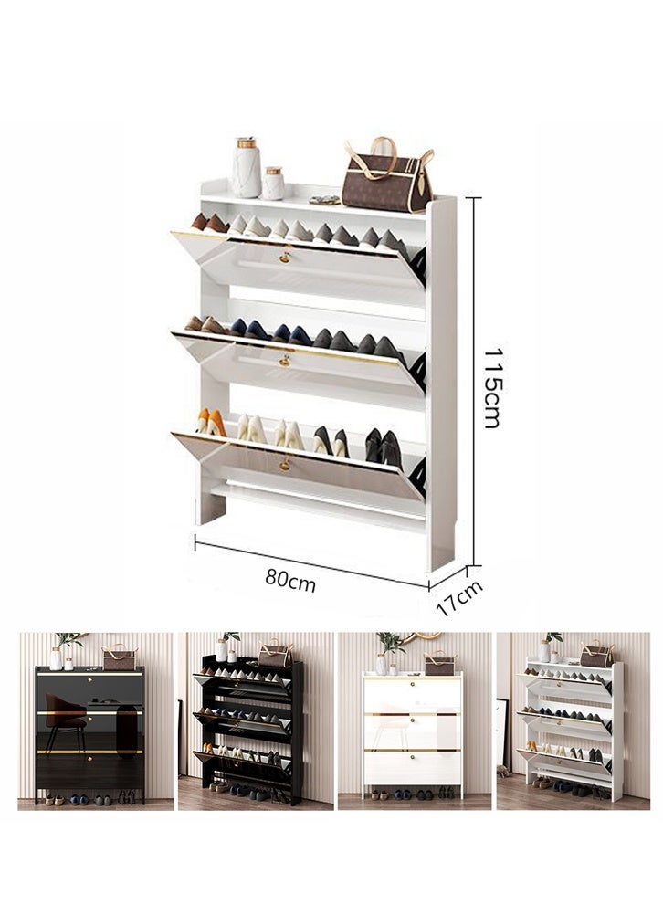 ZUCNG Shoe Storage Cabinet Free Standing Narrow Shoe Rack Cabinet with 3 Flip Drawer, Slim Hidden Shoe Cabinet Entryway Shoe Organizer for Closet, Dorm, Hallway, Small Spaces (White) - Image 4