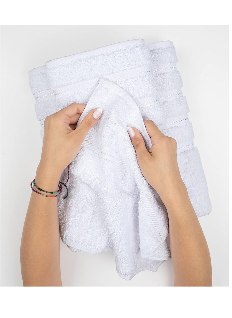 Safi Plus Towel Set 3 Piece Luxury Hotel Quality 600 GSM 100% Genuine Combed Cotton, Super Soft & Absorbent Family Bath Towels -  1 Bath Towel, 1 Hand Towel, 1 Washcloth - Bright White  - Image 3