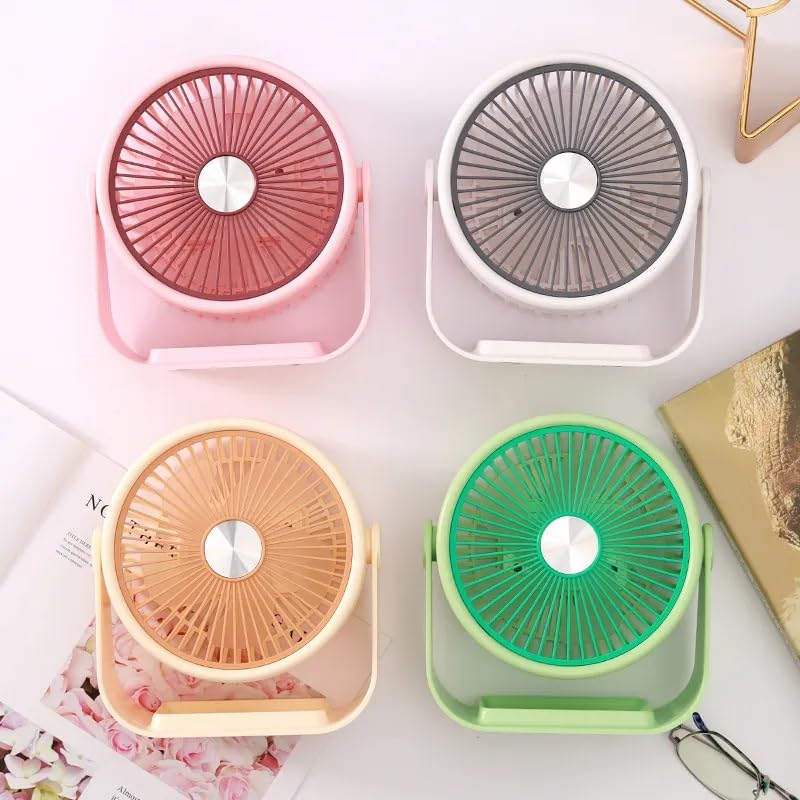 Desidiya® Portable Table Fan - USB/Battery Rechargeable, Ideal for Makeup, Travel & Home Use | Peach | Table Fan, Makeup Fan - Image 5