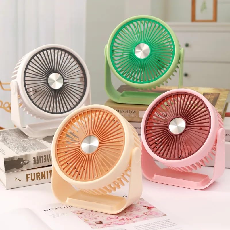 Desidiya® Portable Table Fan - USB/Battery Rechargeable, Ideal for Makeup, Travel & Home Use | Peach | Table Fan, Makeup Fan - Image 3