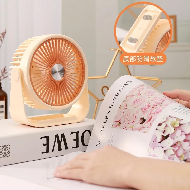 Desidiya® Portable Table Fan - USB/Battery Rechargeable, Ideal for Makeup, Travel & Home Use | Peach | Table Fan, Makeup Fan - Image 2