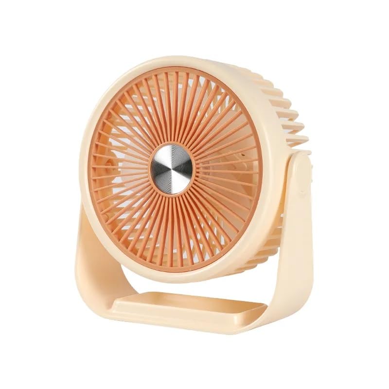 Desidiya® Portable Table Fan - USB/Battery Rechargeable, Ideal for Makeup, Travel & Home Use | Peach | Table Fan, Makeup Fan - Image 1
