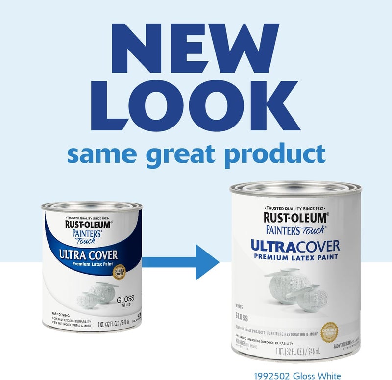 Rust-Oleum Painter's Touch Ultra Cover Premium Latex Paint, Gloss White, 32 Fl Oz (1 Quart) - Image 2