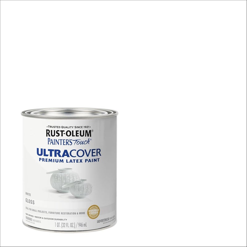 Rust-Oleum Painter's Touch Ultra Cover Premium Latex Paint, Gloss White, 32 Fl Oz (1 Quart) - Image 3