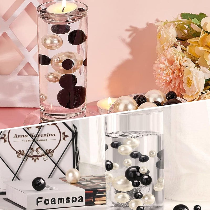ZEBMOON 200PCS Black White Faux Pearls Beads for Centerpiece Vases, Vase Filler Faux Pearls, No Holes Filler Beads for Party Anniversary Birthday Wedding Table Decor, 10/14/20/30mm - Image 5