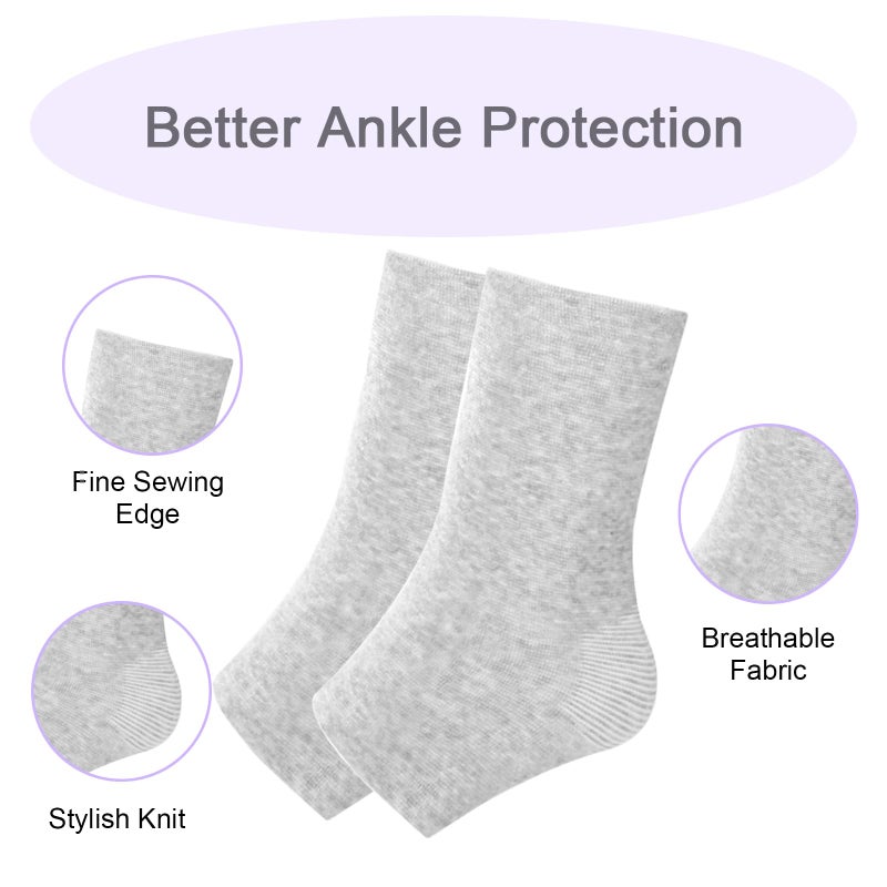 ROBOHOOK 2 Pairs of Compress Bamboo Foot Sleeves,Keep Warm Bamboo Ankle Socks Foot Sleeves, Suitable for Cold Protection Against Swelling and Sprains (Gray,One Size Fits All) - Image 2