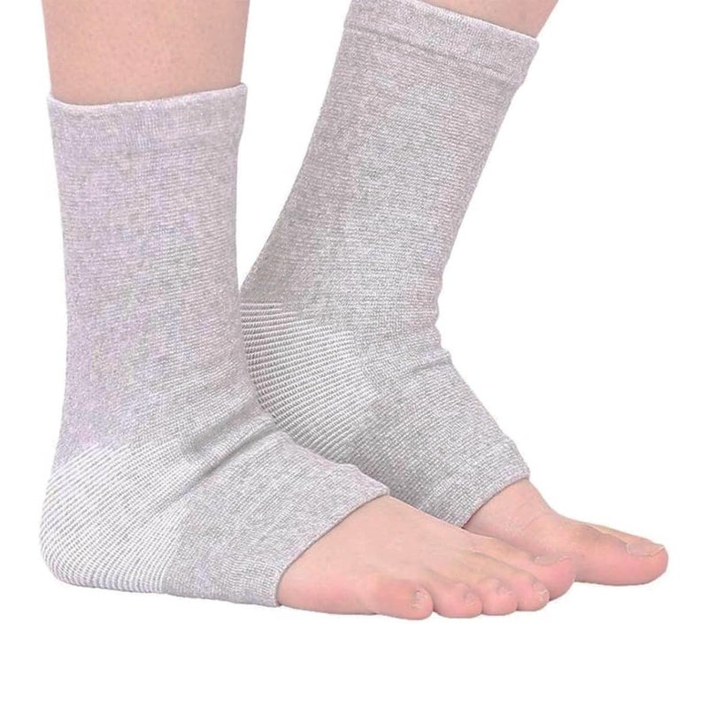 ROBOHOOK 2 Pairs of Compress Bamboo Foot Sleeves,Keep Warm Bamboo Ankle Socks Foot Sleeves, Suitable for Cold Protection Against Swelling and Sprains (Gray,One Size Fits All) - Image 4