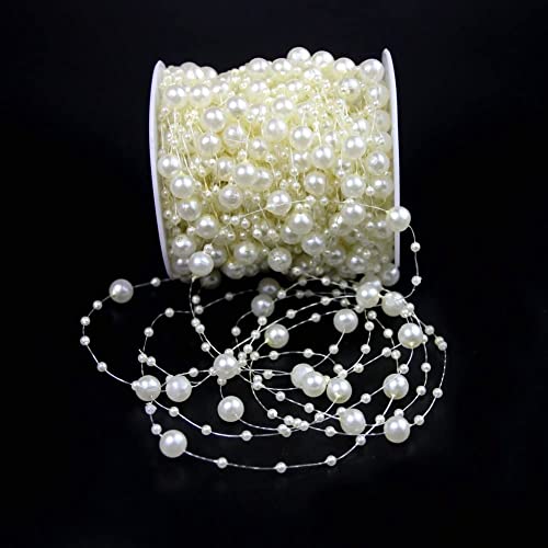 Just Flowers Faux Pearl Beads Chain 3 mm for Jewelry Making, Embellishing Handbags, Garments, Craft Accessories and DIY Projects, Pack of 5 Mtrs (5 Meter, Off White) - Image 1