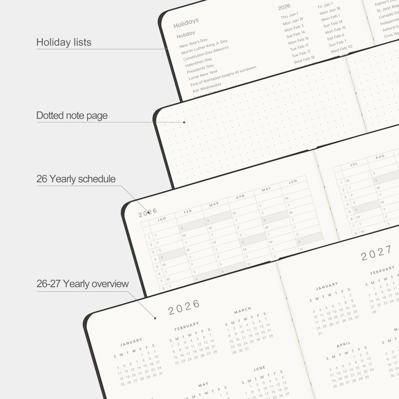 &And Per Se And Per Se 2026 Planner, 15 Months Hardcover Daily, Weekly & Monthly Planner, A5 size, 100GSM Thick Paper, Back Pocket, 5.7" x 8"(Black) - Image 5