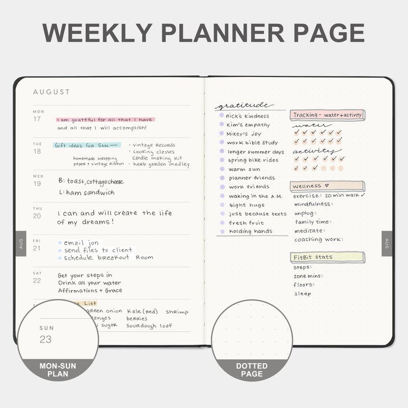 &And Per Se And Per Se 2026 Planner, 15 Months Hardcover Daily, Weekly & Monthly Planner, A5 size, 100GSM Thick Paper, Back Pocket, 5.7" x 8"(Black) - Image 4