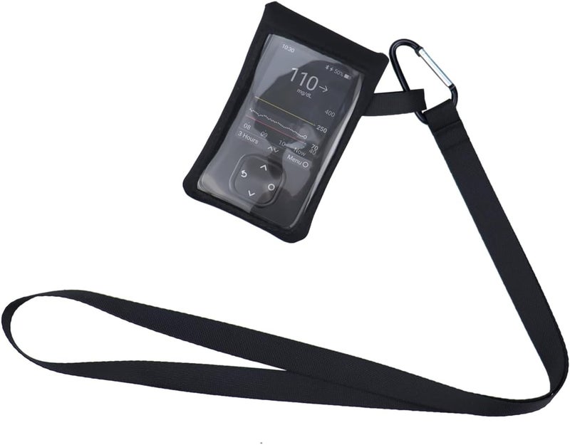 rainbowstar Diabetes Supplies Pouch with Lanyard Hook Touchscreen Transparent Window for Dexcom Receiver G7 Case Blood Glucose Meter Pouch