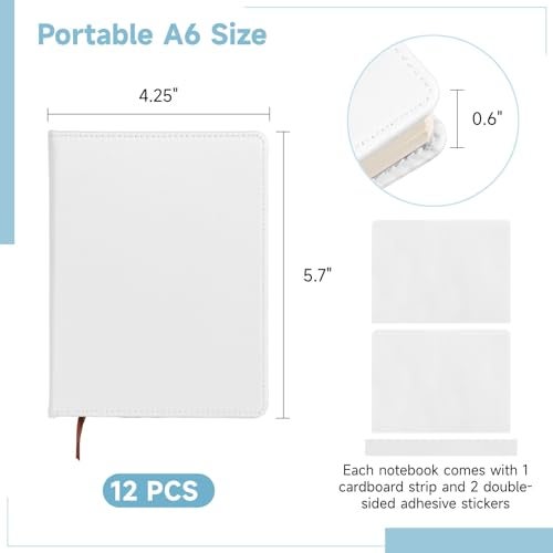 Lnrueg 12 Pcs Sublimation Notebook Blank Journal A6 100 Pages - Hardcover PU Notebooks for Note Taking Plan Making Diary Writing - School Office Supplies - Image 5