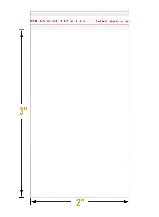 Macoota 200 Pack 2" x 3" Thick Small Clear Resealable Self Seal Cellophane Plastic Bags Adhesive Cello Poly Bag For Packaging Jewelry Bead Necklace Ring Gift - Image 2